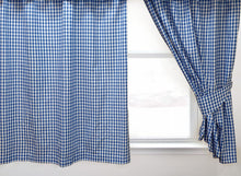 Load image into Gallery viewer, Gingham Check Bluebell - Curtain Pair Or Pelmets Country Cottage Cotton Blue White
