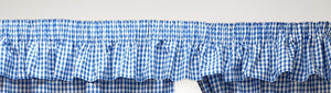 Gingham Check Bluebell - Curtain Pair Or Pelmets Country Cottage Cotton Blue White