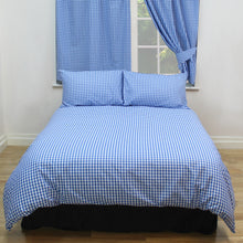Load image into Gallery viewer, Gingham Check Bluebell - Duvet Cover Set Country Cottage Cotton Blue White
