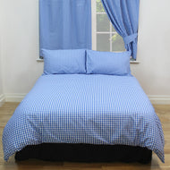 Gingham Check Bluebell - Duvet Cover Set Country Cottage Cotton Blue White