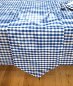 Gingham Check Bluebell - Table Cloth Range Country Cottage Cotton Blue White