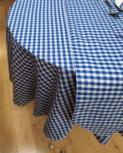 Gingham Check Bluebell - Table Cloth Range Country Cottage Cotton Blue White