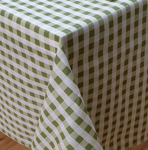 Fitted Sheet Gingham Check Sage - Country Cottage Cotton Green White