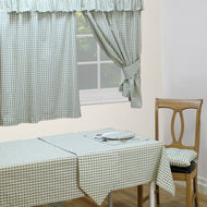 Gingham Check Sage - Table Cloth Range Country Cottage Cotton Green White