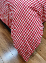 Load image into Gallery viewer, Fitted Sheet Gingham Check Cherry - Country Cottage Cotton Red White
