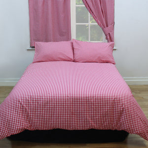 Fitted Sheet Gingham Check Cherry - Country Cottage Cotton Red White