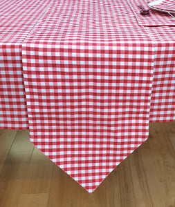 Gingham Check Cherry - Table Cloth Range Country Cottage Cotton Red White