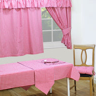 Gingham Check Cherry - Table Cloth Range Country Cottage Cotton Red White