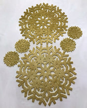 Load image into Gallery viewer, Glitter Snowflake Gold Placemats &amp; Coasters - Christmas Table Range
