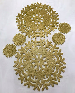 Glitter Snowflake Gold Placemats & Coasters - Christmas Table Range