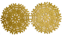 Load image into Gallery viewer, Glitter Snowflake Gold Placemats &amp; Coasters - Christmas Table Range
