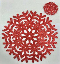Load image into Gallery viewer, Glitter Snowflake Red Placemats &amp; Coasters - Christmas Table Range
