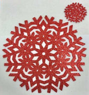 Glitter Snowflake Red Placemats & Coasters - Christmas Table Range