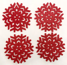 Load image into Gallery viewer, Glitter Snowflake Red Placemats &amp; Coasters - Christmas Table Range
