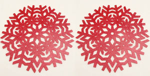Glitter Snowflake Red Placemats & Coasters - Christmas Table Range