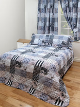 Load image into Gallery viewer, Patchwork Grey - Quilted Bedspread Throw Over Set Charcoal Slate Blue White
