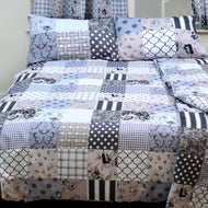 Patchwork Grey - Duvet Cover Set Geometric Charcoal Slate Blue White
