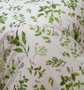 Herbs - Duvet Cover Set Country Cottage Cotton Garden Flowers Green Sage Thyme Mint Rosemary