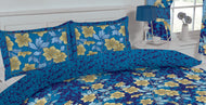 Heron Blue - Pillowcase Pair Floral Leaf Gold Yellow