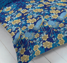 Load image into Gallery viewer, Heron Blue - Duvet Cover Set Floral Leaf Bird Gold Yellow
