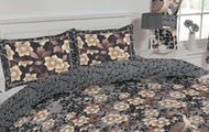 Heron Grey - Pillowcase Pair Floral Leaf Charcoal Slate Beige Mink