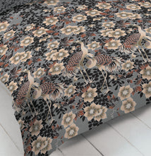 Load image into Gallery viewer, Heron Grey - Duvet Cover Set Floral Leaf Bird Charcoal Slate Beige Mink Terracotta
