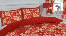 Load image into Gallery viewer, Heron Red - Pillowcase Pair Floral Leaf Crimson Burgundy Yellow Gold
