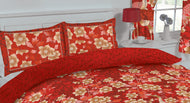 Heron Red - Pillowcase Pair Floral Leaf Crimson Burgundy Yellow Gold
