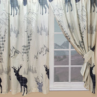 Highland Stag - Curtain Pair Tartan Plaid Check Mountain Grey Blue