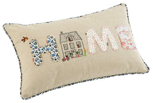 Home Piped Cushion Cover - Shabby Chic Applique Patches