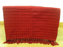 Load image into Gallery viewer, Honey Comb Red Throw - Soft 100% Cotton Tasselled
