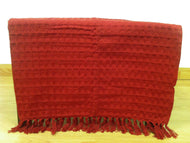 Honey Comb Red Throw - Soft 100% Cotton Tasselled