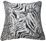 Kalahari Cushion Cover - Piped Animal Leopard Tiger Print Black White