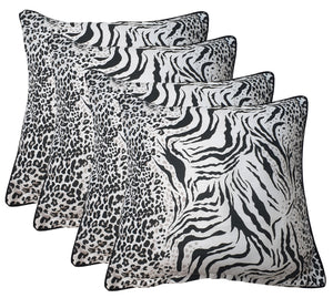 Kalahari Cushion Cover - Piped Animal Leopard Tiger Print Black White