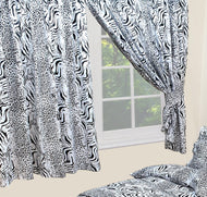 Kalahari - Curtain Pair Animal Leopard Tiger Print Black White