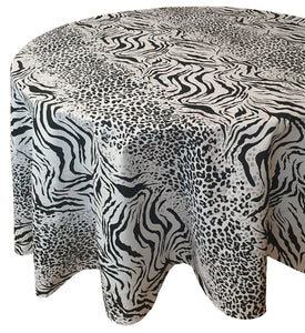 Kalahari - Table Cloth Range Animal Leopard Tiger Print Black White