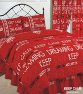 Keep Calm Red - Duvet Cover Set / Fitted Valance Sheet Carry On White Black Crown