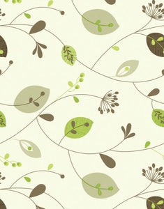 PVC Leaf Stem Green - Wipe Clean Table Cloth Floral Vine Leaf Buds