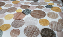 Load image into Gallery viewer, PVC Brown Spots - Wipe Clean Table Cloth Circles Geo Yellow Charcoal Slate Grey Beige
