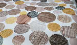 PVC Brown Spots - Wipe Clean Table Cloth Circles Geo Yellow Charcoal Slate Grey Beige