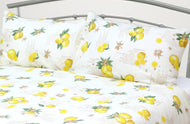 Lemons - Pillowcase Pair Country Cottage Cotton Citrus Fruit Lemonade Recipe Yellow Green