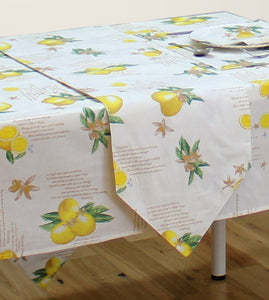 Lemons - Table Cloth Range Country Cottage Cotton Citrus Fruit Lemonade Recipe Yellow Green