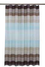 Load image into Gallery viewer, Linear - Shower Curtain &amp; Ring Set Stripes Beige Brown Blue

