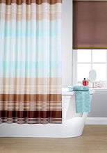 Load image into Gallery viewer, Linear - Shower Curtain &amp; Ring Set Stripes Beige Brown Blue
