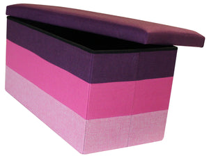 (L) Storage Ottoman - Linear Purple Hot & Baby Pink