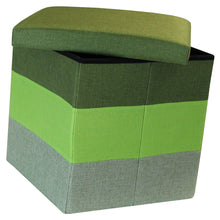 Load image into Gallery viewer, (S) Storage Ottoman - Linear Green Lime Moss Forest Seat Stool
