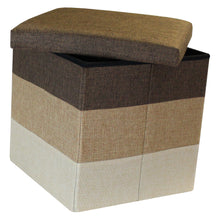 Load image into Gallery viewer, (S) Storage Ottoman - Linear Brown Natural Beige Cream Seat Stool
