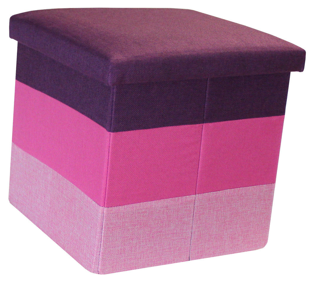 (S) Storage Ottoman - Linear Purple Hot & Baby Pink Seat Stool