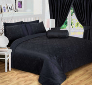 Marrakesh Black - Jacquard Floral Duvet Cover Set