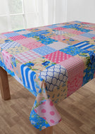 Patchwork Blue - Table Cloth Range Geometric Pink Beige White